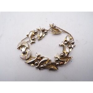 Dolphin Charm Bracelet Gold‎ Tone Silver Tone Beads Clasp Vintage Nautical